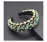 Aqxyedc Boho magnífico complejo diamante acolchado diadema barroco banda de lujo cristal hairbands mujeres Rhinestone Tiara Bling Accesorios for el cabello706 wanglan(15)