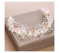 Aqxyedc Cinta for el pelo de flores blancas hechas a mano, cinta for el pelo de perlas, diademas de boda, piezas for la cabeza del desfile nupcial for mujer, joyería de Tiaras wanglan