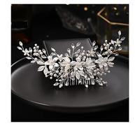 Aqxyedc Color plateado hecho a mano Peinado Peineo Pearl Rhinestone Flower Pelo Accesorios for el cabello for las mujeres Novia Accesorios de boda Tiara wanglan