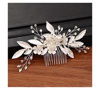 Aqxyedc Color plateado Hoja Rhinestone Cabello nupcial Accesorios for el cabello de la boda for las mujeres Joyería de la cabeza de la joyería de la boda Peine de la boda Peineo de novia Noche wanglan
