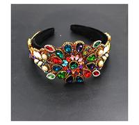 Aqxyedc Color Rhinestone Flower Blimmed de ala ancha Banda Barroco Moda de lujo Industria pesada Exquisita Havanda retro 723 wanglan(8)