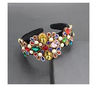 Aqxyedc Color Rhinestone Flower Blimmed de ala ancha Banda Barroco Moda de lujo Industria pesada Exquisita Havanda retro 723 wanglan(40)