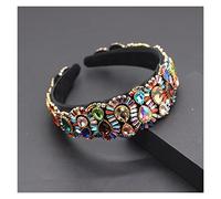 Aqxyedc Color Rhinestone Flower Blimmed de ala ancha Banda Barroco Moda de lujo Industria pesada Exquisita Havanda retro 723 wanglan(2)