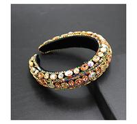 Aqxyedc Color Rhinestone Flower Blimmed de ala ancha Banda Barroco Moda de lujo Industria pesada Exquisita Havanda retro 723 wanglan(13)