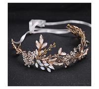 Aqxyedc Cuentas de cristal de aleación de champán, diademas de flores for novia, peineta for el pelo, cinta nupcial de princesa, diadema, accesorios for el cabello de boda, corona wanglan