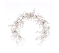 Aqxyedc Diadema de flores coreanas, accesorios for el cabello de boda, tiara nupcial de perlas, diadema, diademas, conjunto de aretes de aro for el cabello, corona, joyería for el cabello wanglan