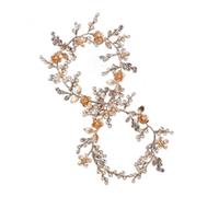 Aqxyedc Diadema de lujo hecha a mano con doble diamante de imitación, diademas nupciales, Tiara, accesorios for el cabello de boda, peineta de cristal Floral, diadema wanglan(Gold-color)