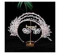 Aqxyedc Diadema de pelo grande de cristal completo de plata Vintage for novia, diadema de aro con diamantes de imitación brillantes for novia, diadema de boda wanglan(Light Yellow Gold Color)