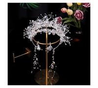 Aqxyedc Diadema de pelo grande de cristal completo de plata Vintage for novia, diadema de aro con diamantes de imitación brillantes for novia, diadema de boda wanglan(Pure Gold Color)