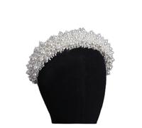 Aqxyedc Diadema de perlas for novia, tocado de lujo, tocado de boda, diadema hecha a mano, accesorios for el cabello, adornos, tocado de joyería wanglan