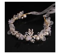 Aqxyedc Diademas de tiaras de Color plateado, accesorios for el cabello de boda, perlas, velo de cristal, cintas for el pelo, joyería de cinta hecha a mano wanglan(Gold)