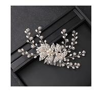 Aqxyedc Exquisito flor de oro Peines for el pelo de la novia Rhinestones Pearl Boda Tocado Joyería de pelo Accesorios de pelo de cristal Trombón wanglan(Silver)