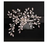 Aqxyedc Exquisito flor de oro Peines for el pelo de la novia Rhinestones Pearl Boda Tocado Joyería de pelo Accesorios de pelo de cristal Trombón wanglan(Silver)