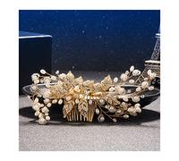 Aqxyedc Exquisito flor de oro Peines for el pelo de la novia Rhinestones Pearl Boda Tocado Joyería de pelo Accesorios de pelo de cristal Trombón wanglan(Gold)