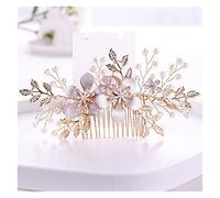 Aqxyedc Flower Pearl Pein de peluquero de peluquero de la boda Accesorios for el cabello de la boda de la flor y la hoja de la hoja del peine de la boda Tocado de la boda Novia Tiara wanglan