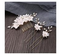 Aqxyedc Gold Color Flowers Rhinestone Pearl Pein Pein Pein Con Histuebres Conjuntos Taburete Accesorios for el cabello de la boda Regalo de joyería de cabello nupcial wanglan