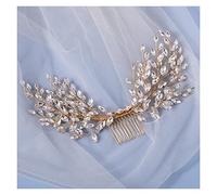 Aqxyedc Lujoso peine Glod, peinetas de diamantes de imitación for novia, tocado de boda de diamante, joyería for mujer, accesorios for el cabello de fiesta, tocado de novia wanglan