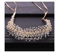 Aqxyedc Moda hecha a mano Accesorios for el cabello Color de plata Color Barroco Rhinestone Cristal Diadema Cupal Tiara Mujer Banda de pelo Joyería wanglan(Gold-color)