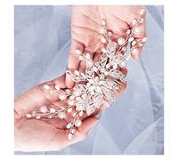 Aqxyedc Pearl Flower Pein Peine Pein Accesorios de Pelo Novia Cabeza Pearl Rhinestone Boda Peine Peine Peine Mujer Joyería de Pelo Decoración wanglan(Silver)