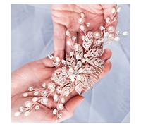 Aqxyedc Pearl Flower Pein Peine Pein Accesorios de Pelo Novia Cabeza Pearl Rhinestone Boda Peine Peine Peine Mujer Joyería de Pelo Decoración wanglan(Rose Gold Color)
