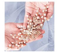 Aqxyedc Pearl Flower Pein Peine Pein Accesorios de Pelo Novia Cabeza Pearl Rhinestone Boda Peine Peine Peine Mujer Joyería de Pelo Decoración wanglan(Gold-color)