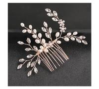 Aqxyedc Peine de diamantes de imitación de perlas, accesorios for el cabello, joyería for el cabello for mujer, accesorios de boda elegantes, joyería de cabeza de oro rosa wanglan