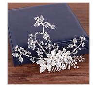 Aqxyedc Peine de pelo de la flor de la perla for la novia Tiara Accesorios for el cabello de la boda de la novia Diadema de la novia Rhinestone Flower Hoja Peine Peine Havebanda wanglan