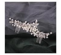 Aqxyedc Peine de perlas de diamantes de imitación for novia, banda plateada for el pelo, tocado de boda, joyería de cristal hecha a mano, adorno for la cabeza, regalo for mujer wanglan