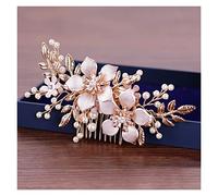 Aqxyedc Peineo de pelo floral y de perla Ornamentos de la cabeza de novia elegante Ornamentos de la boda de la perla Peine de pelo for el cabello nupcial Accesorios for el cabello Joyería de las mujer
