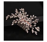 Aqxyedc Peineta de cristal de diamantes de imitación for boda, peinetas for el pelo for mujer, accesorios de joyería, adornos for la cabeza, tocado for fiesta de novia wanglan(Rose gold)