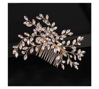 Aqxyedc Peineta de cristal de diamantes de imitación for boda, peinetas for el pelo for mujer, accesorios de joyería, adornos for la cabeza, tocado for fiesta de novia wanglan(Gold)