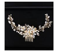 Aqxyedc Peineta nupcial de cristal con perlas doradas a la moda, accesorios for el cabello, tocado nupcial for boda, adornos for el cabello, joyería for el cabello for novia y mujer wanglan