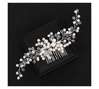 Aqxyedc Peinetas nupciales, adornos de cristal for el cabello, accesorios for el cabello de boda, Color plateado, tocado de perlas for mujer, tocado, decoración wanglan