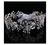 Aqxyedc Plata Color Cristal Novia Larga Diademas Joyas for el cabello for MEJOR RHINESTONES DE PERLAS HECHADAS PEQUEÑA RESIDONES DE PELO DE PELO ACCESORIOS DE PELO wanglan(Silver)