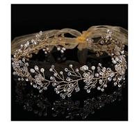 Aqxyedc Plata Color Cristal Novia Larga Diademas Joyas for el cabello for MEJOR RHINESTONES DE PERLAS HECHADAS PEQUEÑA RESIDONES DE PELO DE PELO ACCESORIOS DE PELO wanglan(Gold)