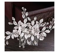 Aqxyedc Plata Color Flor Pein Pein Combs Rhinestone Elegante Pelo Joyería for Novia Exquisito Boda Accesorios for El Pelo De La Novia Peines De Novia wanglan(Silver)