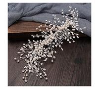 Aqxyedc Plata color perla peinado peinado tocado perla flor peinado peine tiara tocado for mujeres novia boda novia de cuerpo accesorios wanglan