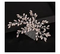 Aqxyedc Rhinestone Crystal Wedding Hair Peine Cuerda nupcial Boda Mujeres Pein Combs Accesorios de Joyería Adornos Cabeza Adornos Novia Fiesta Tocado wanglan(Silver)