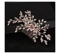 Aqxyedc Rhinestone Crystal Wedding Hair Peine Cuerda nupcial Boda Mujeres Pein Combs Accesorios de Joyería Adornos Cabeza Adornos Novia Fiesta Tocado wanglan(Rose gold)
