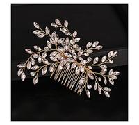 Aqxyedc Rhinestone Crystal Wedding Hair Peine Cuerda nupcial Boda Mujeres Pein Combs Accesorios de Joyería Adornos Cabeza Adornos Novia Fiesta Tocado wanglan(Gold)