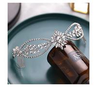 Aqxyedc Rhinestone Headband Pein Peine Peinencia Hairband Tiara Diadema for la novia Accesorios de boda Mujeres Joyería de pelo Joyería de cabeza elegante wanglan(Silver)
