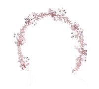 Aqxyedc Rose Gold Crystal Pearl Adornos de pelo Diadema Flower Bridal Hecho a mano Tiara Joyería de cabello Mujer Boda Partido Joyería wanglan