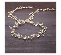 Aqxyedc Rose Gold Pearl Crystal Wedding Headeband Tiara Bridal Headpieec Hairband Boda Accesorios for el cabello Hecho a mano Joyería de pelo de moda wanglan(Gold)