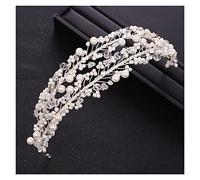 Aqxyedc Trendy White Pearl Crystal Bride Accesorios for el cabello Crown Crown Banda de pelo Banda de pelo Novia Boda Tocado Accesorios Hecho a mano wanglan