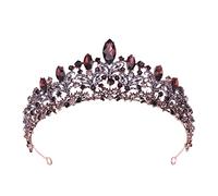 Aqxyedc Vintage barroco reina tiaras corona nupcial diadema púrpura negro cristal cabeza joyería tocado boda accesorios for el cabello wanglan(Purple)