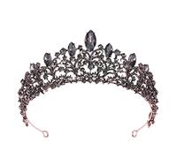Aqxyedc Vintage barroco reina tiaras corona nupcial diadema púrpura negro cristal cabeza joyería tocado boda accesorios for el cabello wanglan(schwarz)