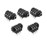 Aqxymju 1/2/5/10 Uds. Conector Jack de 6,35mm, 1/4 ", 6 Pines, estéreo, Hembra, Conector for Auriculares, Conector de Audio, Conector de micrófono, Conectores de Montaje en Panel PCB con Rosca (Color