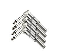 Aqxymju Conector Mono Macho de 6,35 MM, Conector Jack de 6,3 MM for Pedal de Guitarra eléctrica, enchufes de ángulo Recto de 1/4 ", 6 Esquinas con Resorte, 2 uds.