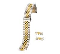 Aqxypas Correa de reloj de acero inoxidable de 12/13/14/16/17/18/19/20/21/22 mm con interfaz de arco hueco y pasadores de herramienta de repuesto(Silver Gold,20mm)