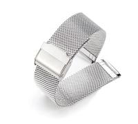 Aqxypas Correa de reloj de acero inoxidable, repuesto de pulsera, ancho de 12mm, 13mm, 14mm, 16mm, 17mm, 18mm, 19mm, 20mm y 22mm con pasador de herramienta(Silver,22mm)